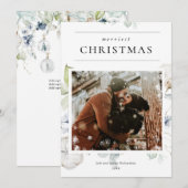 Carte Dusty bleu verdure hiver neige photo de Noël (Devant / Derrière)