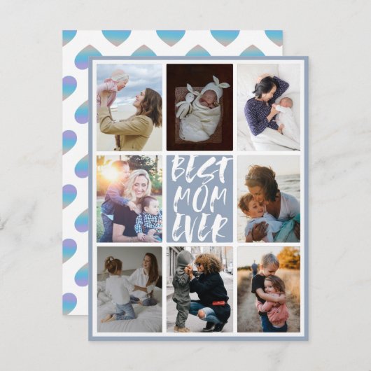 Carte Dusty Blue 8 Photo Collage Meilleure Maman Jamais (Devant / Derrière)