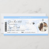 Carte Dusty Blue Boarding Mariage de billets (Devant)