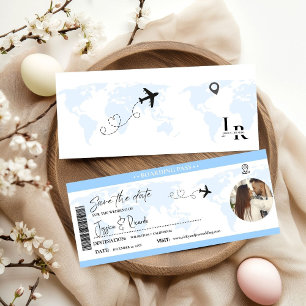 Carte Dusty Blue Boarding Mariage de billets