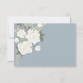 Carte Dusty Blue Chinoiserie Bird Peony Wedding RSVP (Dos)