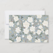 Carte Dusty Blue Chinoiserie Fleurs d'ivoire Mariage RSV (Dos)