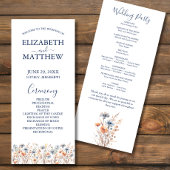 Carte Dusty Blue et Peach Fleurs sauvages Wedding Progra
