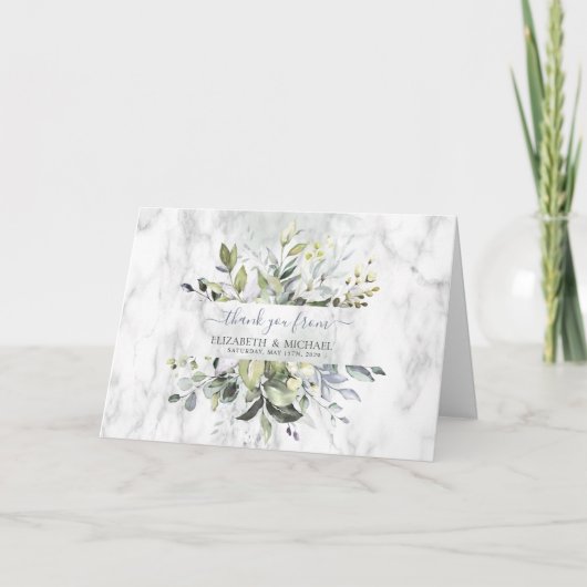 Carte Dusty Blue Eucalyptus Vert Merci Succulent (Devant)