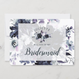Carte Dusty Blue Floral Be My Bridesmaid Proposition Car