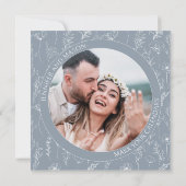 Carte Dusty blue floral Enregistrer l'invitation photo D (Dos)