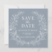 Carte Dusty blue floral Enregistrer l'invitation photo D (Devant)