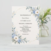 Carte Dusty Blue Floral Wedding Ceremony Program (Debout devant)