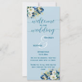 Carte Dusty Blue Gold Parties scintillant Mariage progra (Devant)