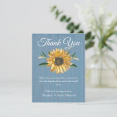 Carte Dusty Blue Mariage de tournesol en bois (Debout devant)