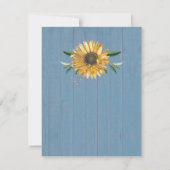 Carte Dusty Blue Mariage de tournesol en bois (Dos)