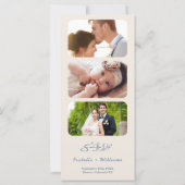Carte Dusty Blue Mariage Photo QR Code Elegant (Dos)