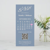 Carte Dusty Blue Mariage Photo QR Code Elegant (Debout devant)