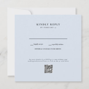 Carte Dusty Blue Mariage QR Code II RSVP