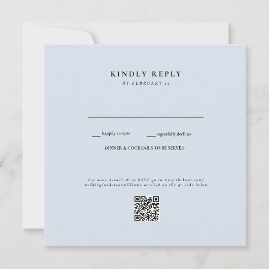 Carte Dusty Blue Mariage QR Code II RSVP (Devant)