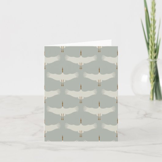 Carte Dusty Blue Neutral Birds Swans Art Déco Monogramme (Devant)