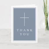 Carte Dusty Blue Photo Boy First Communion Thank You (Devant)