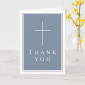 Carte Dusty Blue Photo Boy First Communion Thank You (Fleur jaune)