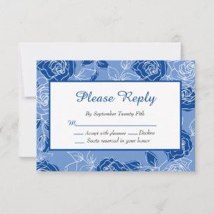Carte Dusty Blue Rose Élégant Rose blanche Mariage flora