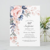 Carte Dusty Blue Rose Floral Surprise 60e anniversaire (Debout devant)