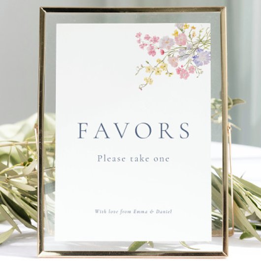 Carte Dusty Blue Script Favors Wedding Tabletop Sign 