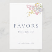 Carte Dusty Blue Script Favors Wedding Tabletop Sign  (Dos)