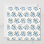 Carte Dusty Blue Silver Fleurs élégantes fête d'annivers (Dos)