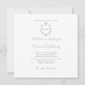Carte Dusty Blue Square Elegant Wedding (Devant)