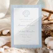 Carte Dusty Blue Stripe Shell Wedding Save the Date