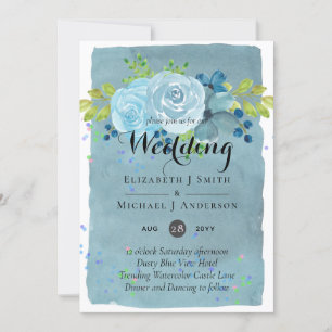 Carte Dusty Blue Turquoise Mariage Trending Budget