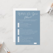 Carte Dusty Blue What's On Your Phone Bridal Shower (Devant/Arrière en situation)