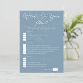 Carte Dusty Blue What's On Your Phone Bridal Shower (Debout devant)