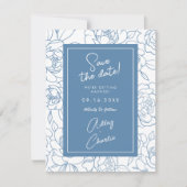 Carte Dusty Blue & White Botanical Wedding Enregistrer l (Devant)