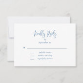 Carte Dusty Blue White Script Fleur sauvage mariage RSVP (Devant)