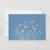 Carte Dusty Blue White Script Fleur sauvage mariage RSVP (Dos)