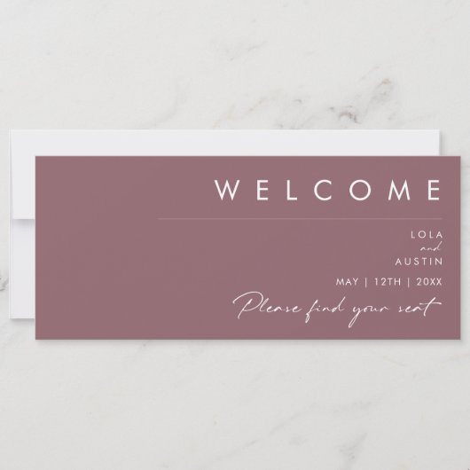 Carte Dusty Boho | En-tête du graphique de siège Rose (Devant)