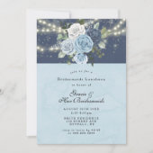 Carte Dusty Navy Blue Peony Bridesmaids Luncheon Invitat (Devant)