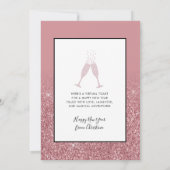 Carte Dusty Pink Parties scintillant Champagne Toast Car (Dos)
