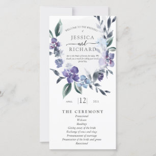 Carte Dusty Purple Floral Garden Mariage Ordre de servic