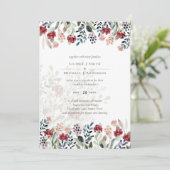 Carte Dusty Rose Bourgogne Floral Mariage (Debout devant)