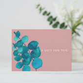 Carte Dusty Rose Eucalyptus Feuille certificat cadeau (Debout devant)