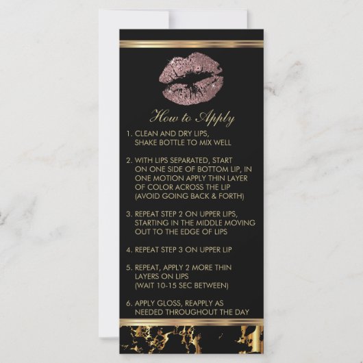 Carte Dusty Rose Parties scintillant Lipsense Instructi (Devant)