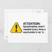 Carte d'utilisation correcte de l'apostrophe (Devant / Derrière)