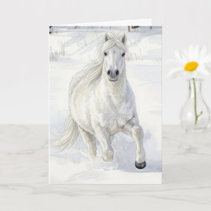 Carte Dyfra le cheval islandais galopant dans la neige
