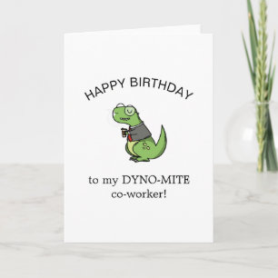 Carte dynamite collègue dinosaur jeu drôle anniversaire