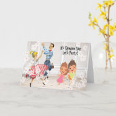 Carte Dyngus Day Party Time Card avec danseurs (Fleur jaune)
