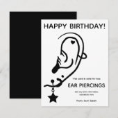 Carte Ear Piercing Voucher Card, Custom, Personalized (Devant / Derrière)