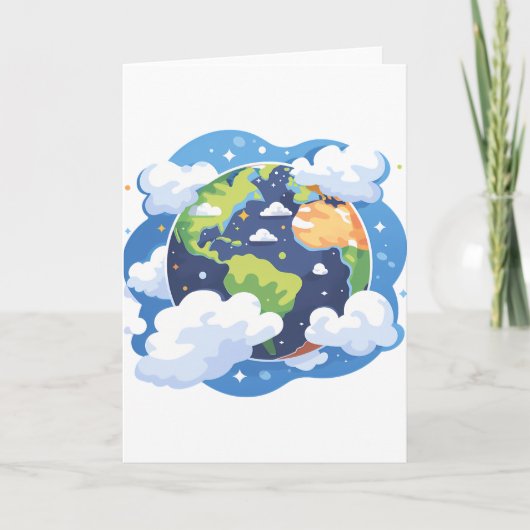 Carte  Earth Illustration with Clouds in Space (Devant)