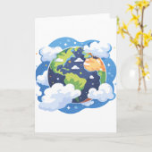 Carte  Earth Illustration with Clouds in Space (Fleur jaune)