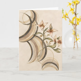 Carte Earthy Abstract Floral & Calligraphy Lines Art Pri